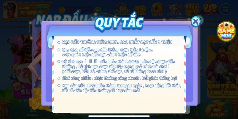 Điều kiện nhận thưởng